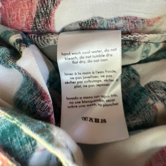 Onia Women’s Mila Wide Leg Pants Green Multicolor Leave Print Pull On Sz Large‎ - Picture 7 of 7